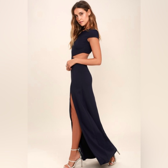 Lulu’s Conversation Piece Navy Blue Backless Maxi Dress size medium, worn once - Picture 3 of 11